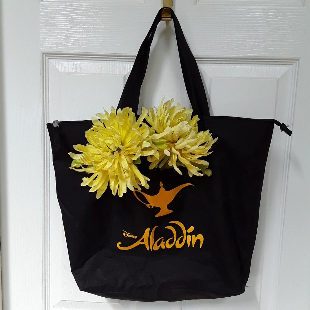 DISNEY Aladdin Black Zip Tote Bag w/Pocket: FREE upon request w/$10+ purchase!